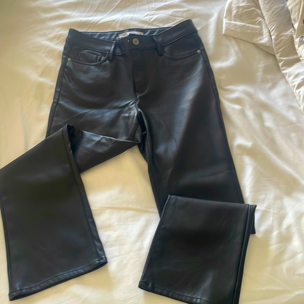 Zara faux leather pants black size 4 boot cut